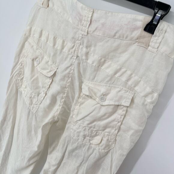 Pete & Greta by Johnny Was Linen Cargo Capri Pants NEW Y2K Sz 6 White - Picture 5 of 8